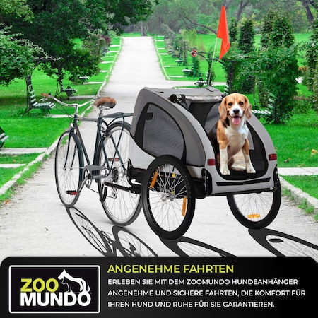 zoomundo Hundeanhänger Fahrradanhänger für Hunde - Buddy in Grau