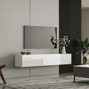 Makika TV Lowboard / Fernsehtisch - Weiß Hochglanz 