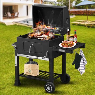 Strattore Holzkohlegrill / quadratischer BBQ XL Grillwagen aus Eisen 