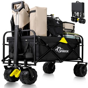 SAMAX Faltbarer Bollerwagen Offroad Camping Edition bis 200 kg - Schwarz / Gelb 