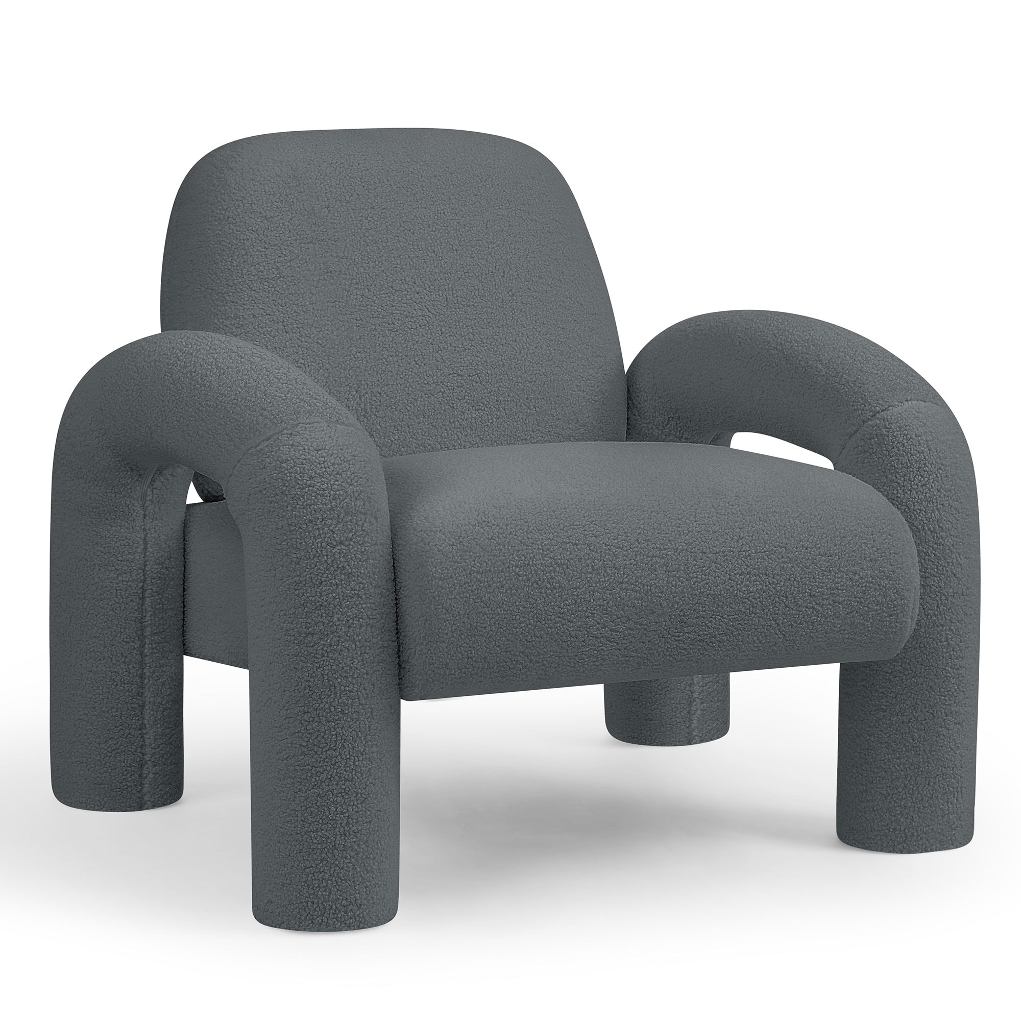 Makika Loungesessel Einzelsofa Lia aus Boucl&eacute; in Grau 