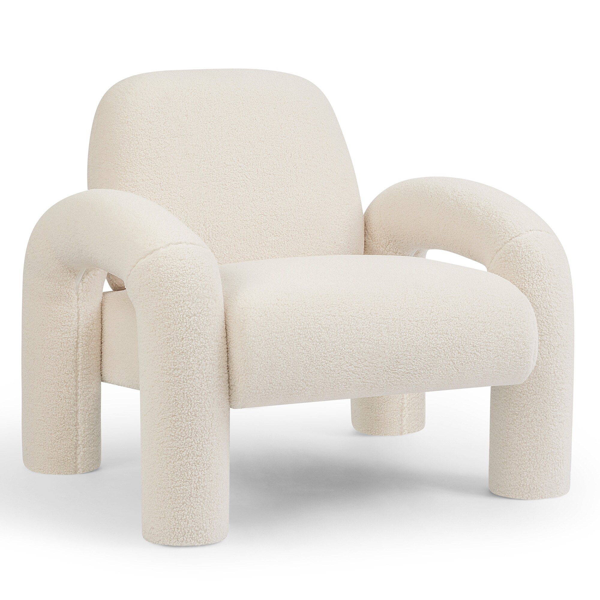 Makika Loungesessel Einzelsofa Lia aus Boucl&eacute; in Wei&szlig; 