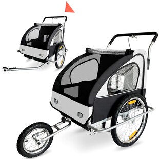 SAMAX Fahrradanhänger 2in1 Jogger - in Weiß/Schwarz - Silver Frame 