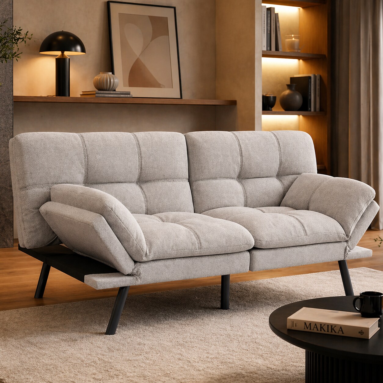 Makika Schlafsofa 3-Sitzer Schlafcouch Paul verstellbar mit Schlaffunktion in Grau
