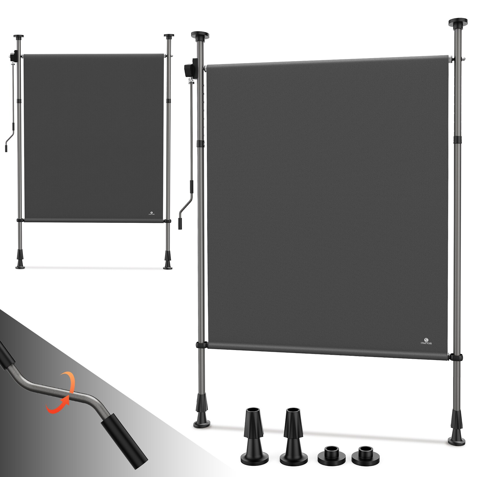 Ausziehbare Klemmmarkise / Senkrechtmarkise höhenverstellbar 200 x 310 cm - Anthrazit