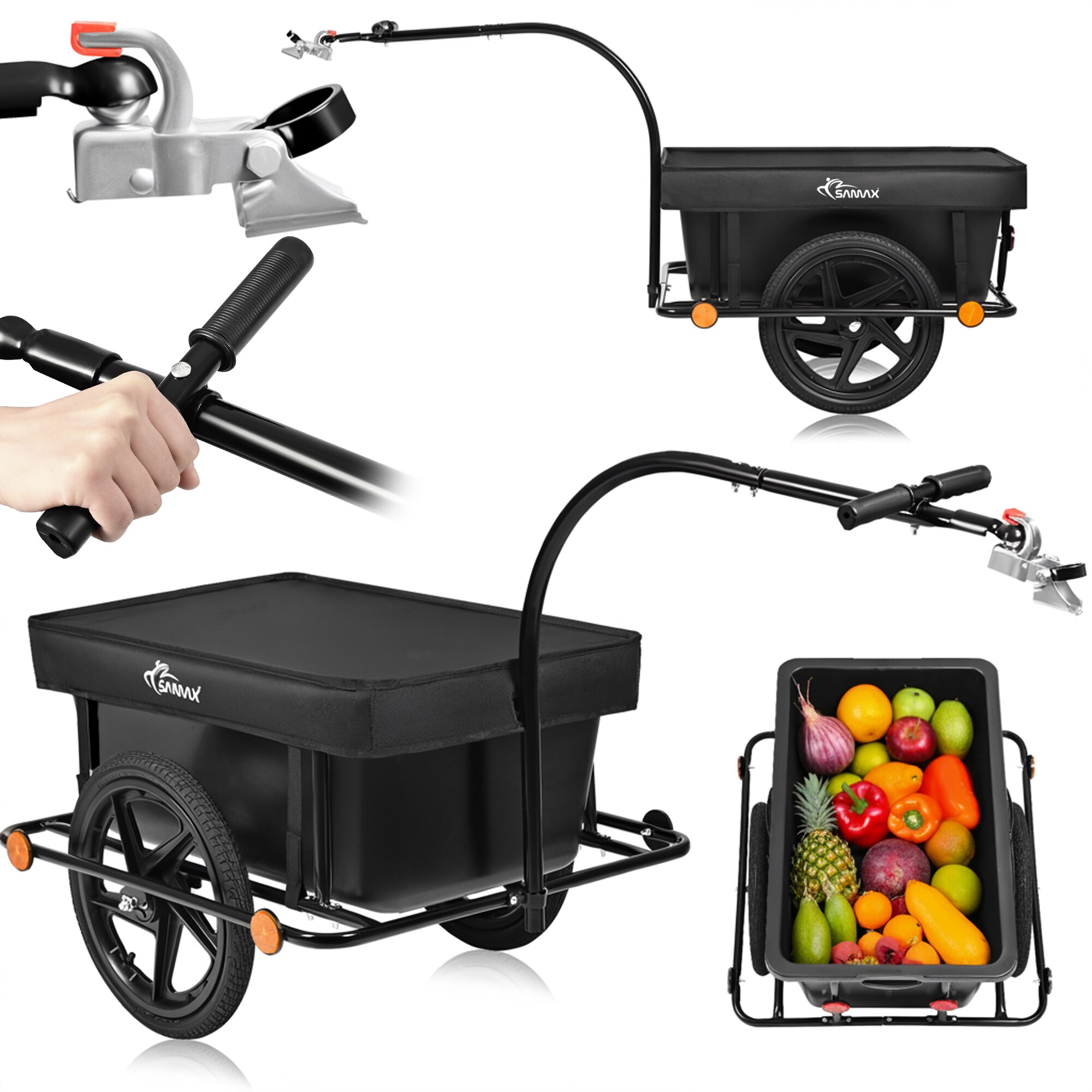 SAMAX Lastenanh&auml;nger / Fahrradanh&auml;nger 90 Liter / 80 Kg mit Kupplung - Mountain 