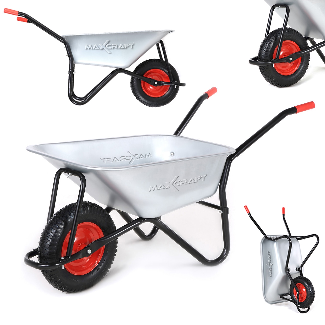 MAXCRAFT Schubkarre / Bauschubkarre Luftbereifung 250 kg 100 L - Schwarz 