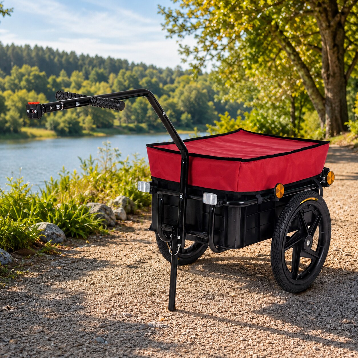 Lastenanhänger / Fahrradanhänger für  / 70 Liter mit Kupplung in Rot