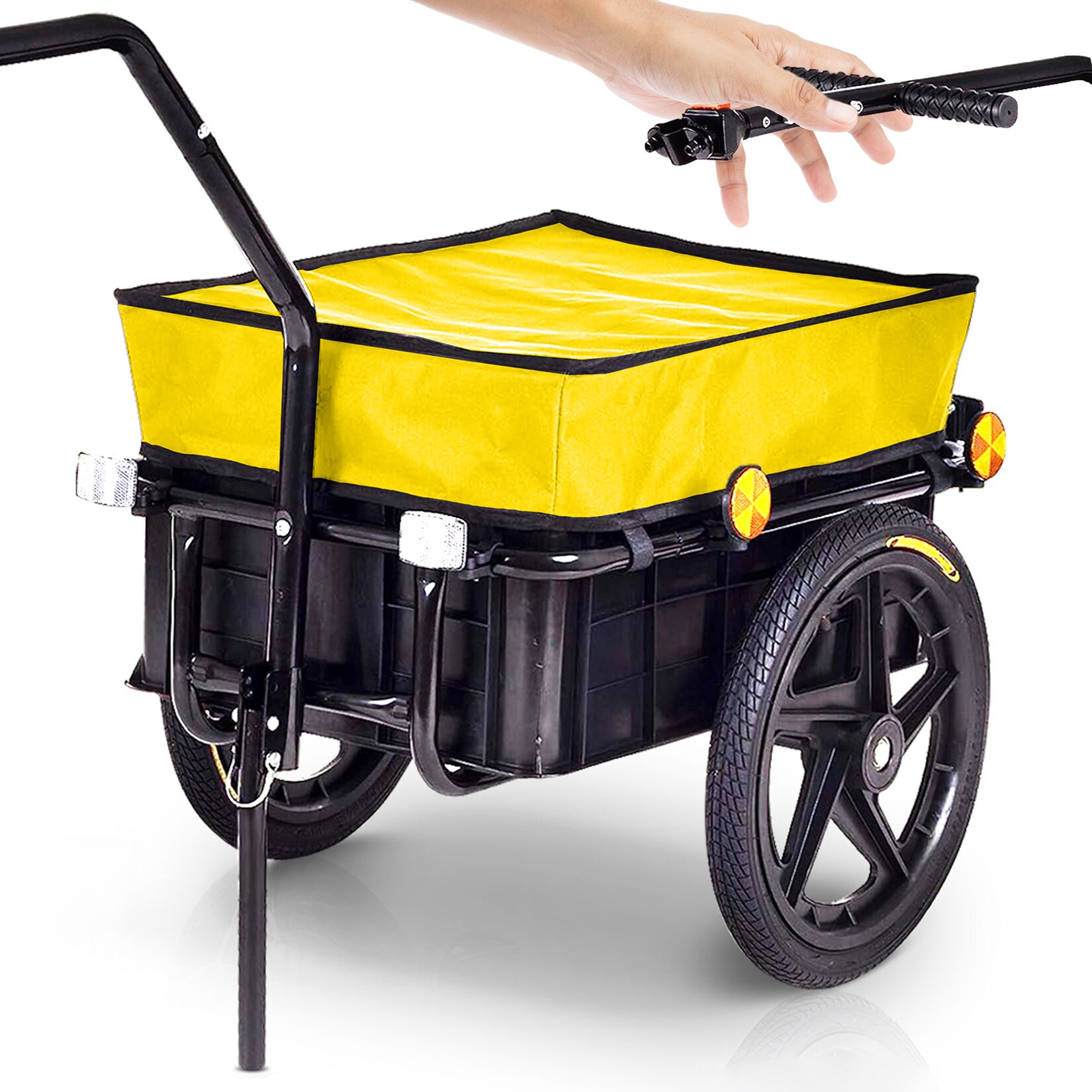 Lastenanhänger / Fahrradanhänger für  / 70 Liter mit Kupplung in Gelb