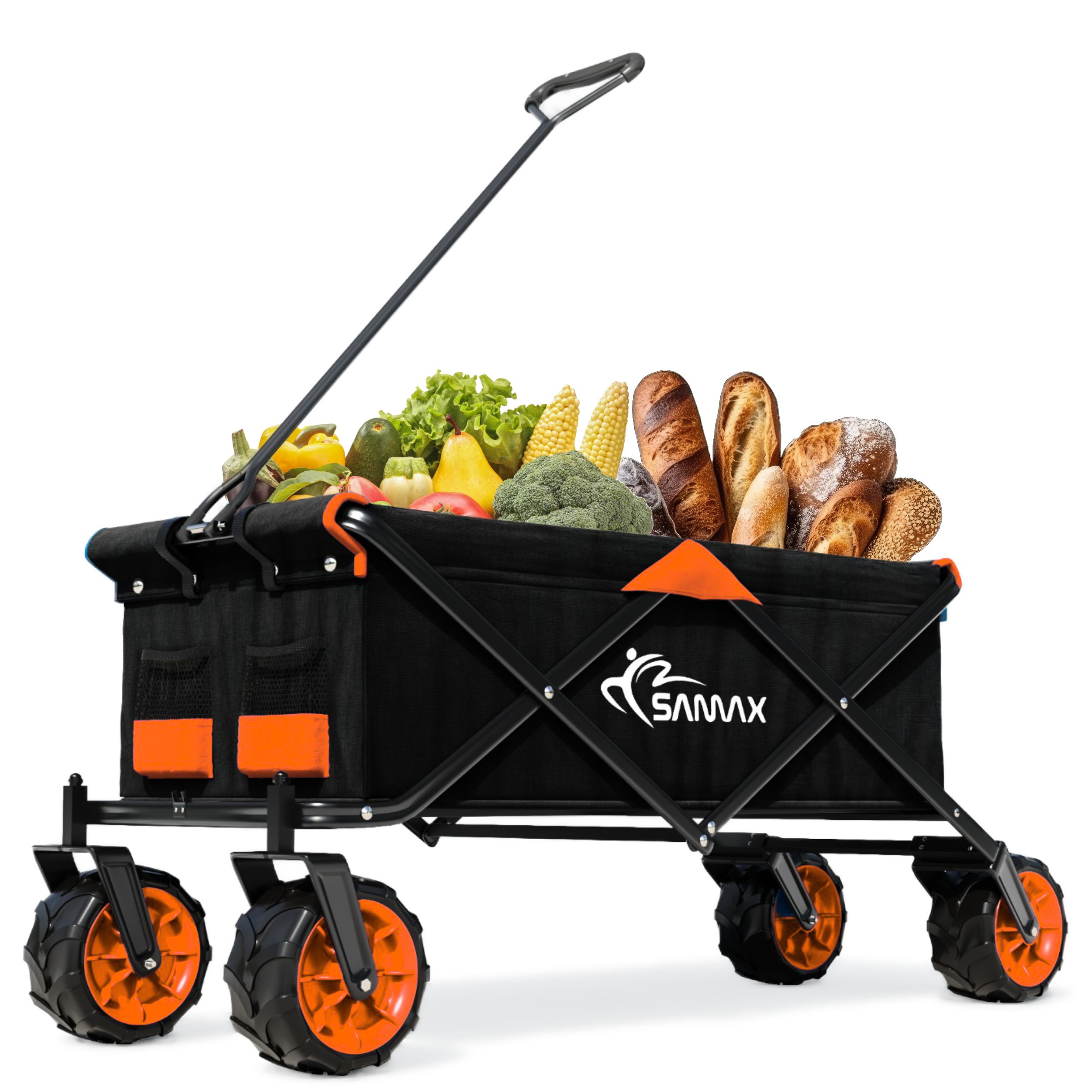 SAMAX Faltbarer Bollerwagen Offroad - Schwarz / Orange 