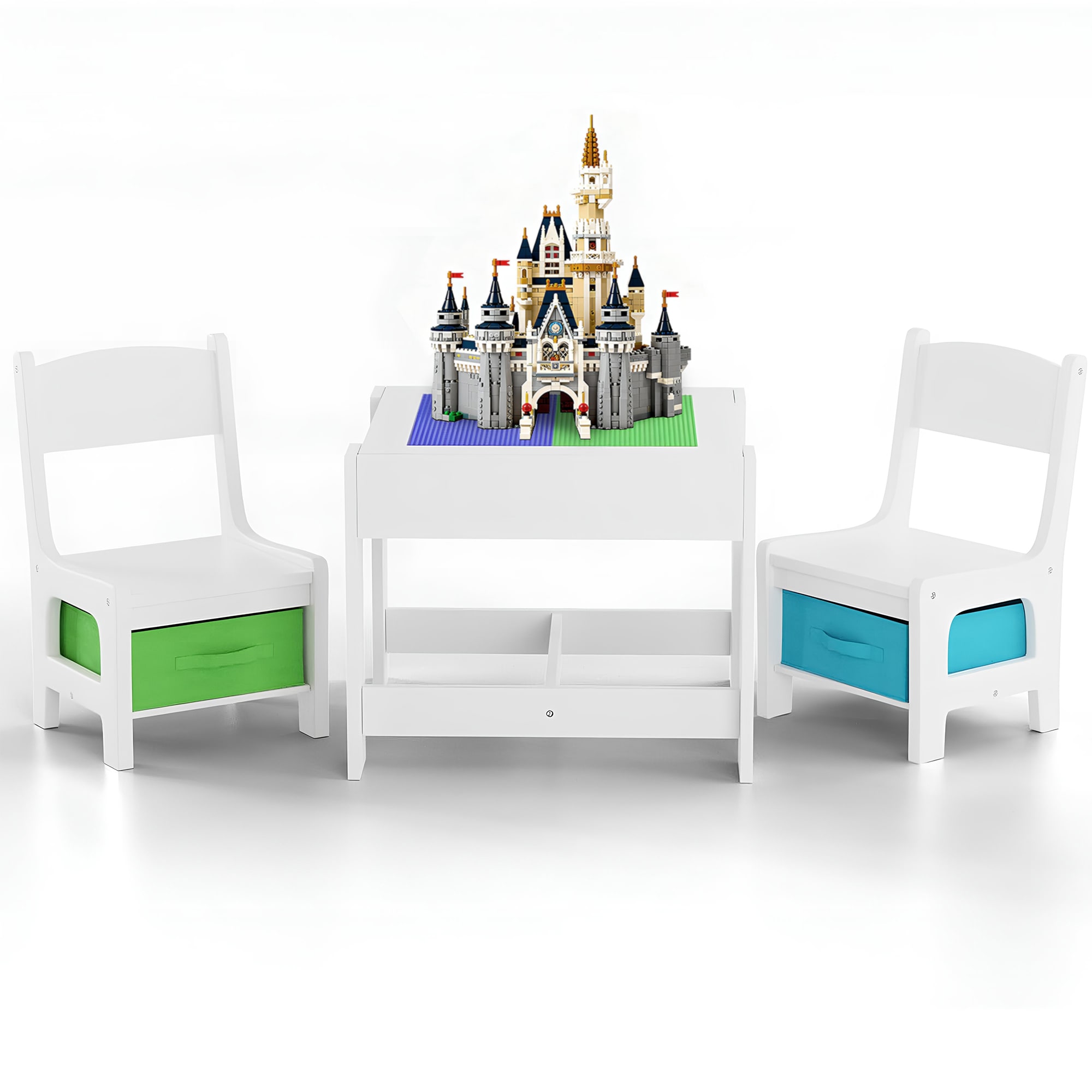 Baby Vivo Kindersitzgruppe mit multifunktionalem Tisch und 2 St&uuml;hlen aus Holz - Moritz 