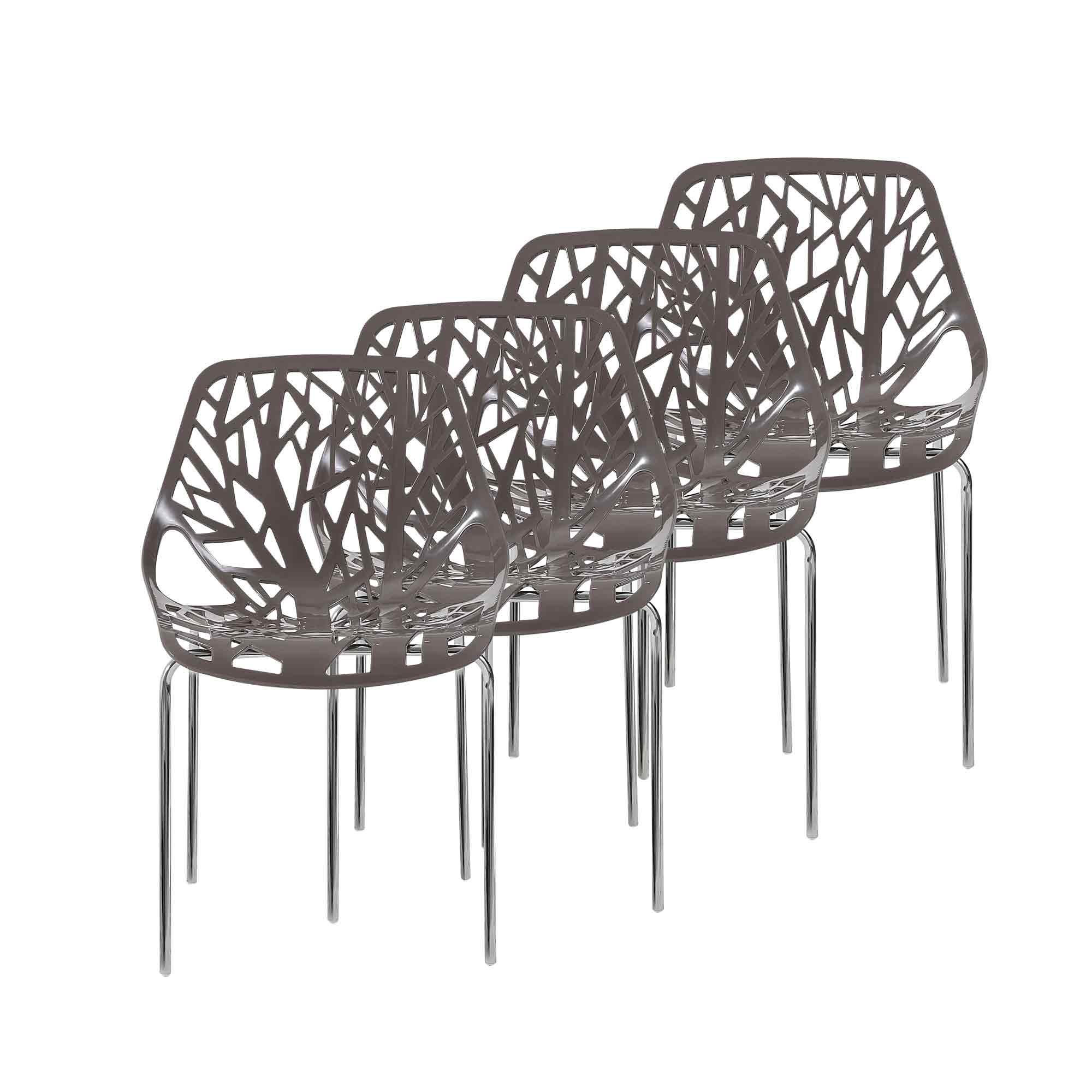 Makika Retro Stuhl Design-Stuhl - CALUNA 4er Set in Grau 