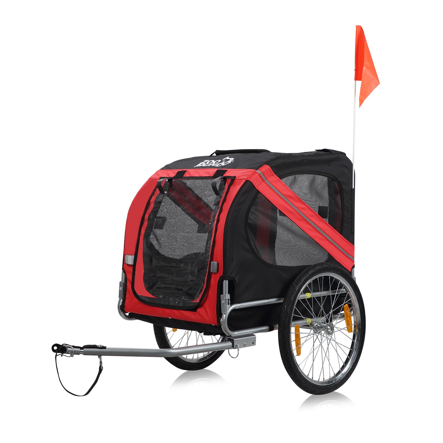 Hundeanhänger Fahrradanhänger für Hunde - in Rot/Schwarz - Silver Frame