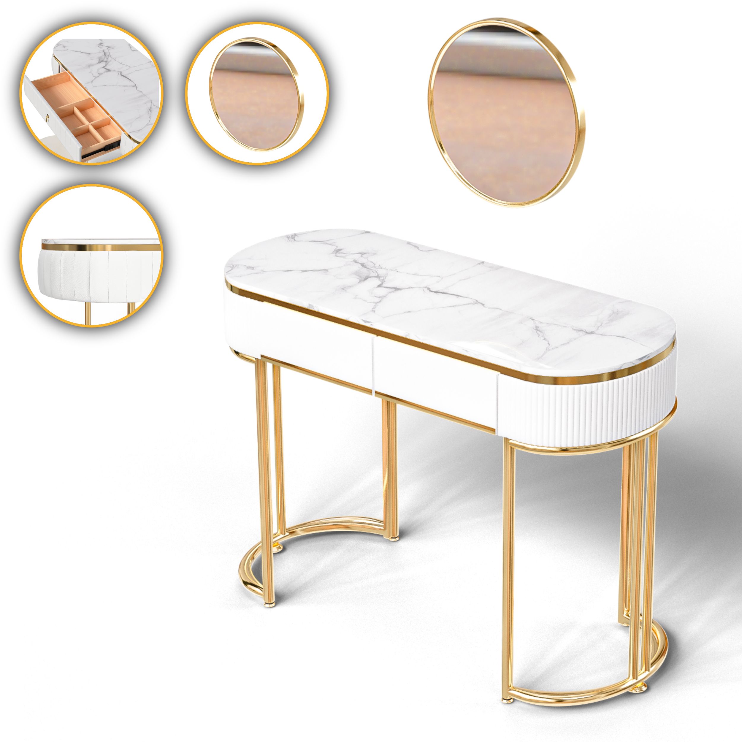 Makika Schminktisch LENA aus Holz mit Spiegel 