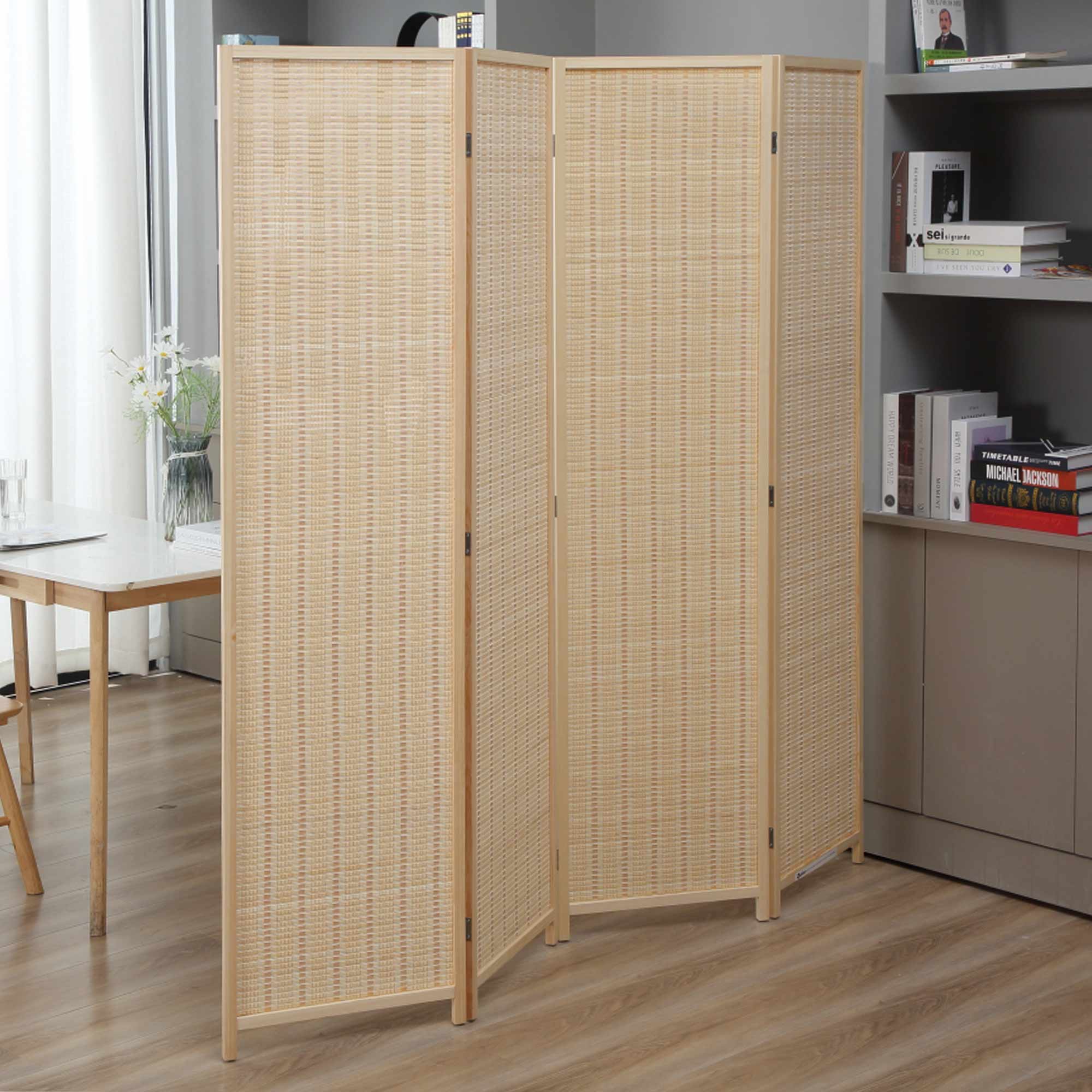 Makika Trennwand / Raumteiler aus Bambus Faltbar - Natur Hellbraun 