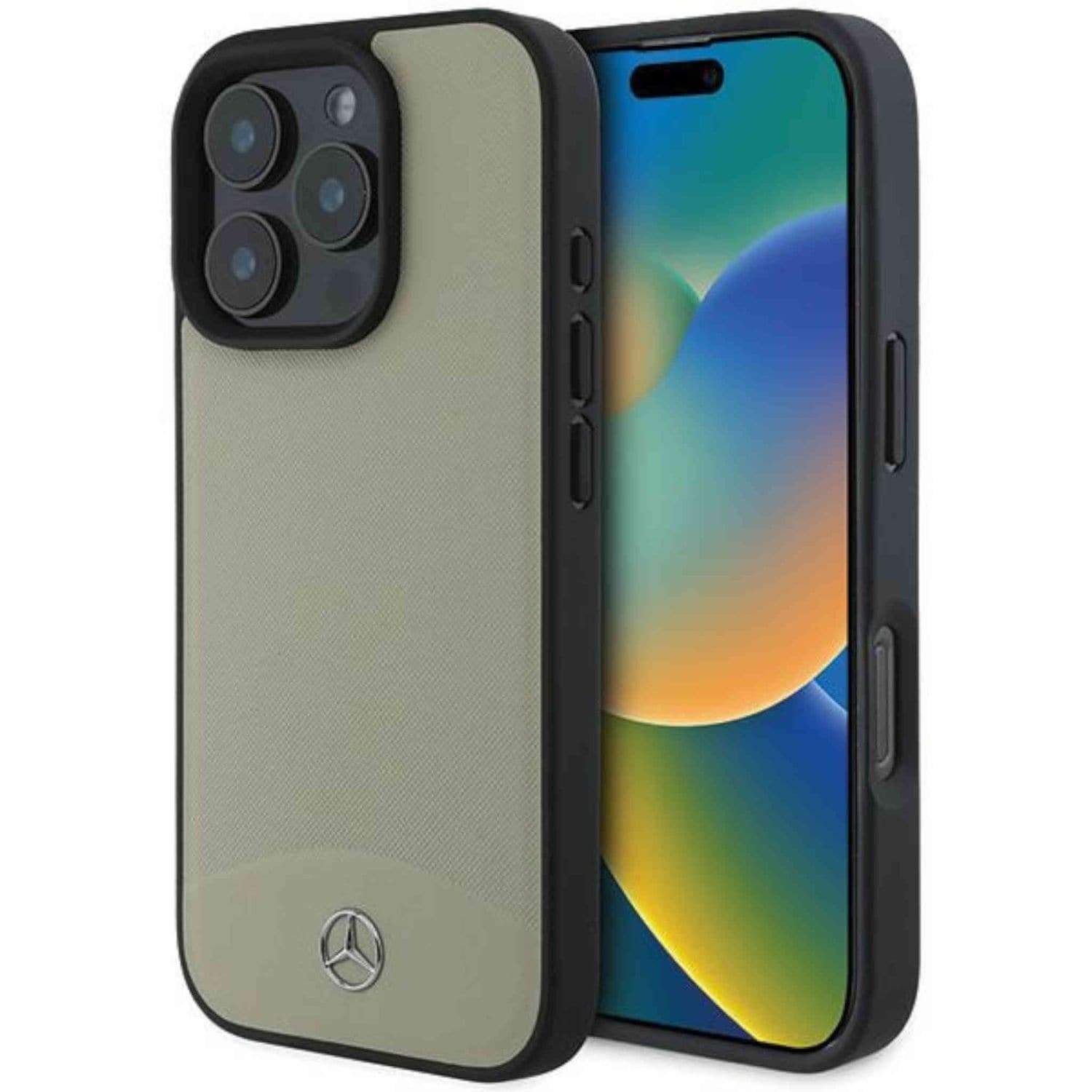 Mercedes Apple iPhone 16 Pro Max Case Textured Plain Leather MagSafe 