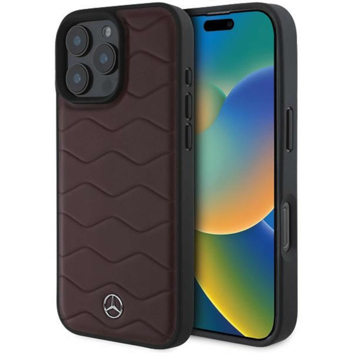 Mercedes Apple iPhone 16 Pro Max Hardcase Schutzh&uuml;lle Waves Leather 