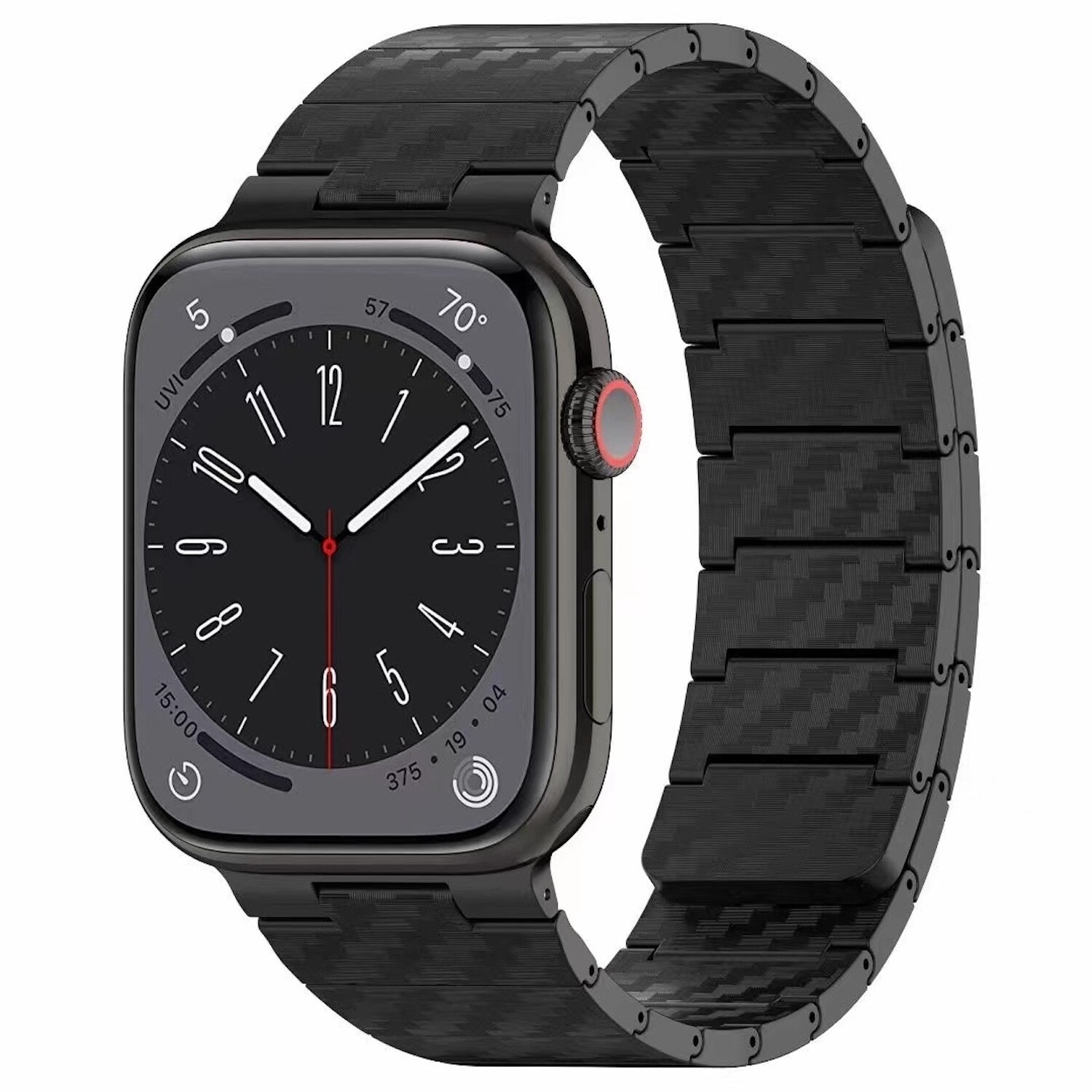 F&uuml;r Apple Watch SE 2023 44mm Carbonfaser Magnetisches Armband Schwarz 