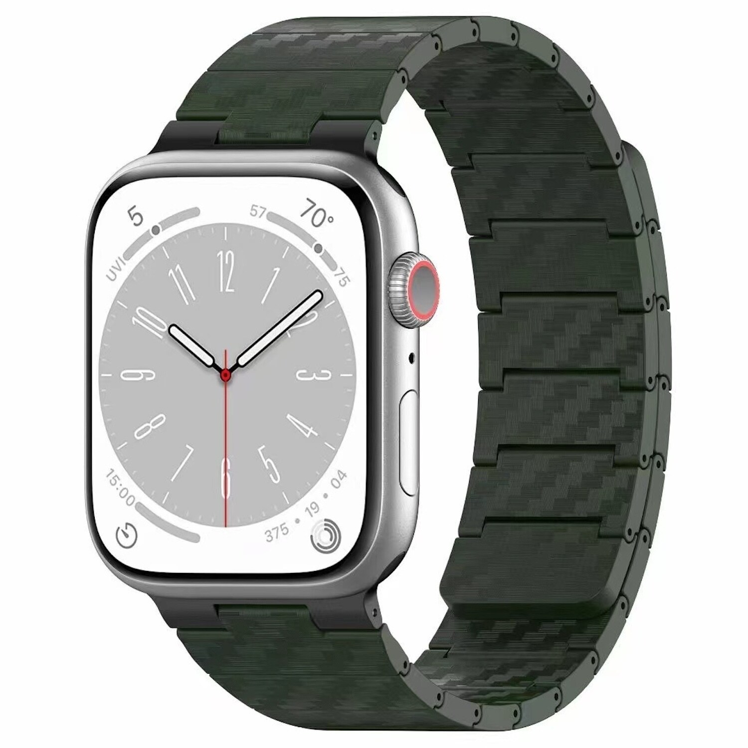F&uuml;r Apple Watch SE 2023 40mm Carbonfaser Magnetisches Armband Gr&uuml;n 
