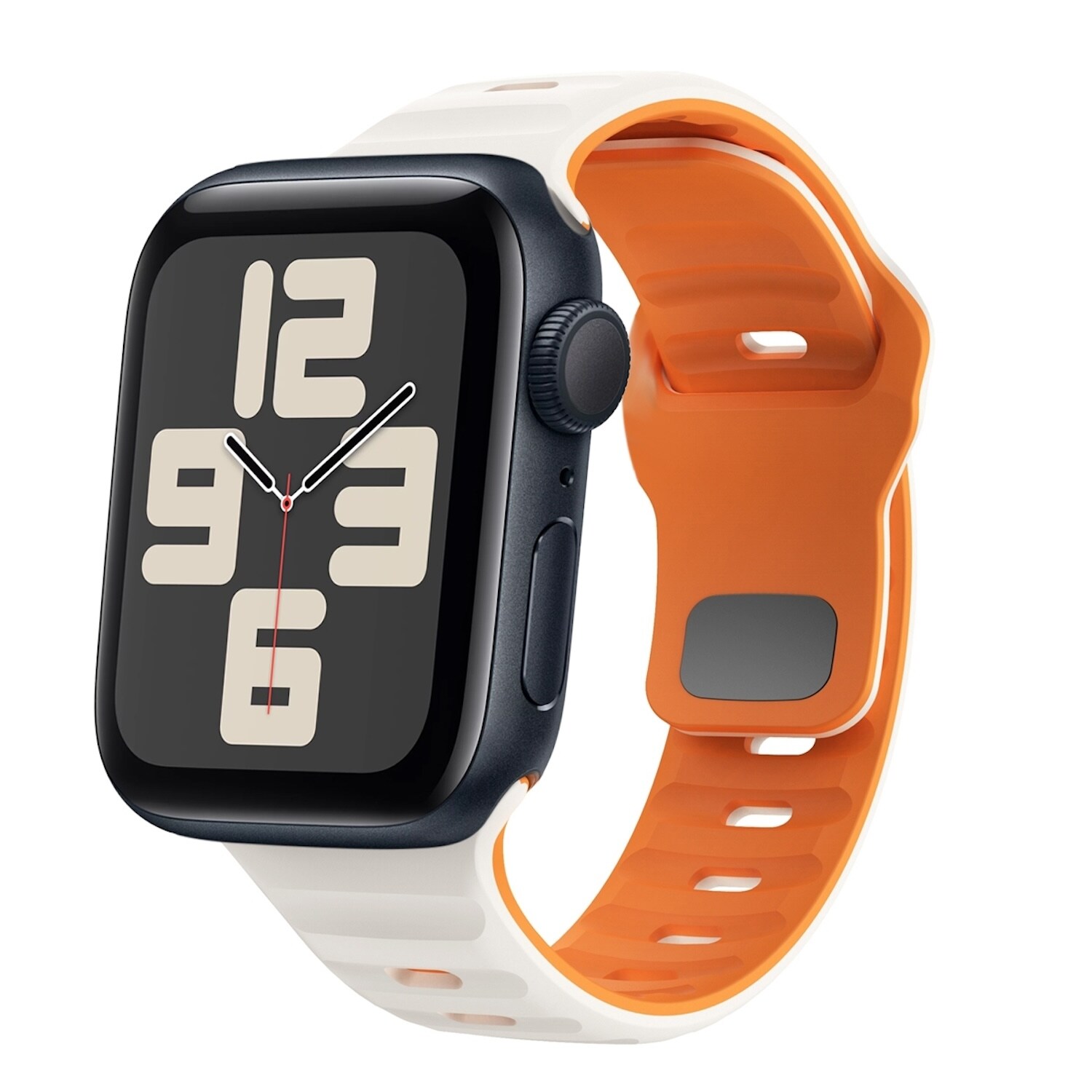 F&uuml;r Apple Watch SE 2023 44mm Silikon Wellenstruktur Armband Beige 
