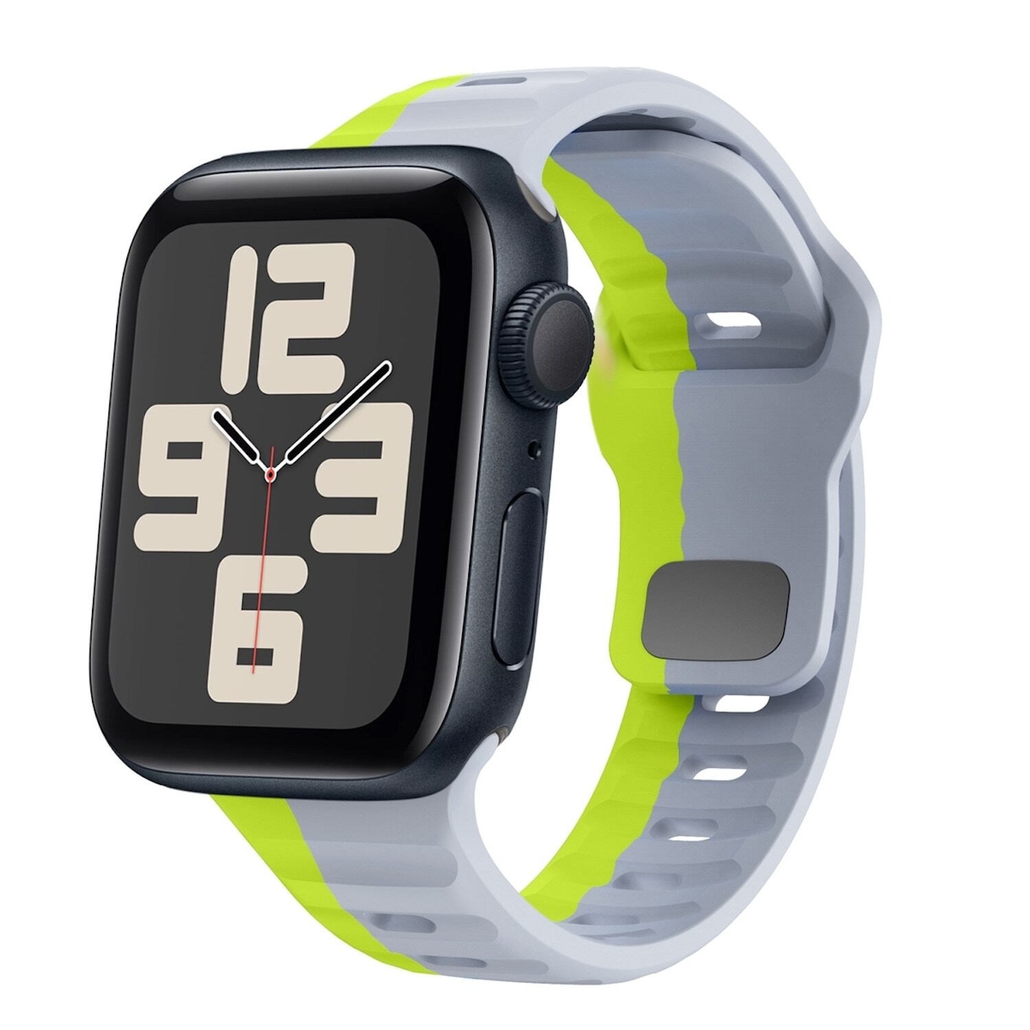 F&uuml;r Apple Watch SE 2023 40mm Silikon Wellenstruktur Armband Grau 