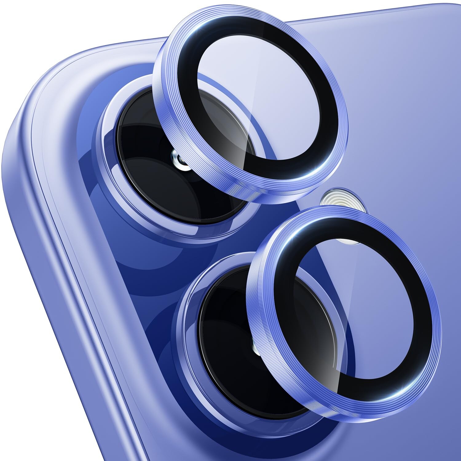 F&uuml;r Apple iPhone 16 / 16 Plus Aluminium Ring + H9 Hart Glas Dunkelblau 