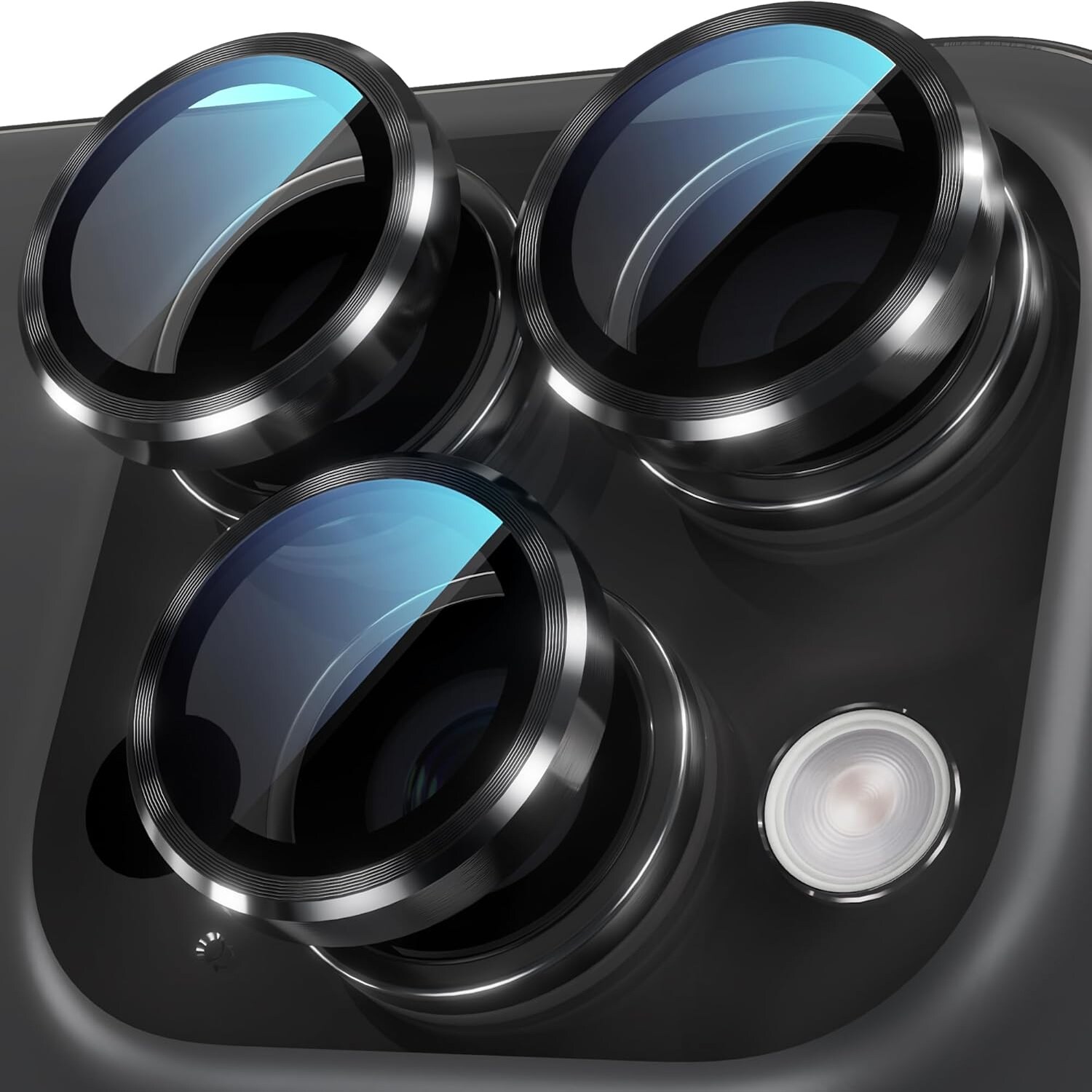 F&uuml;r Apple iPhone 16 Pro / 16 Pro Max Aluminium Ring + H9 Glas Schwarz 