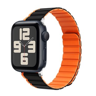 Für Apple Watch SE 2023 44mm Magnetisches Silikon Armband Orange 