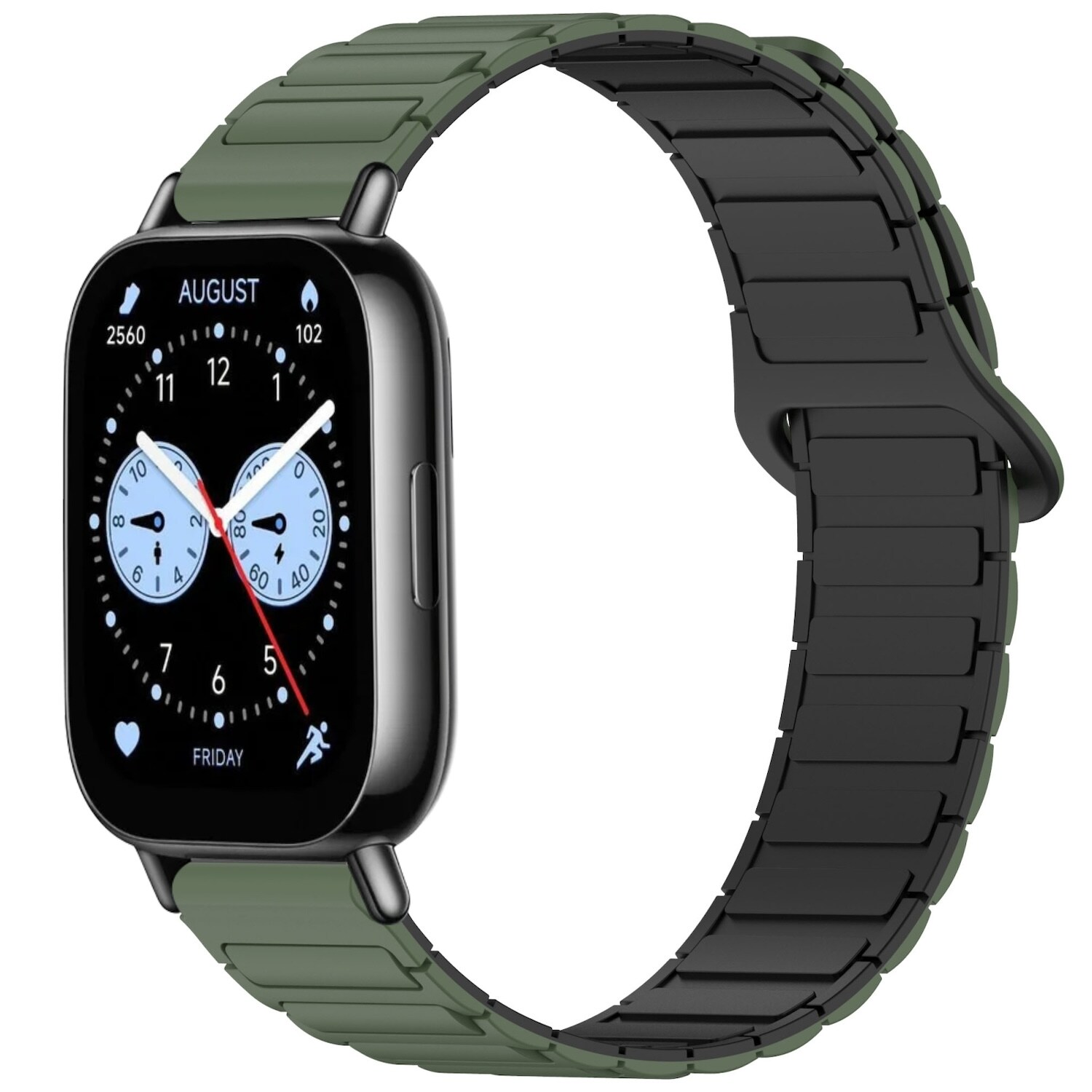 F&uuml;r Xiaomi Redmi Watch 5 Lite Two Color Magnetisches Armband D- Gr&uuml;n 