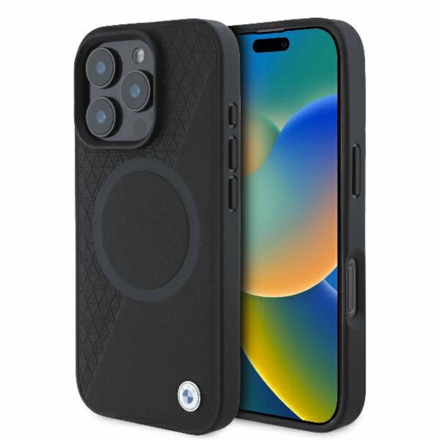 BMW Apple iPhone 16 Pro Sign Leather Half Textured And Circle MagSafe