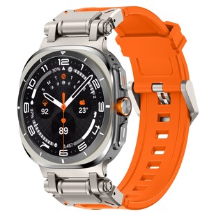 Für Samsung Galaxy Watch Ultra 47mm Silikon Titanlegierung Band Orange 