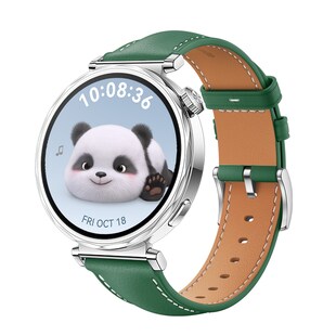 Für Huawei Watch GT 5 41mm Damen Leder Armband silberner Schnalle Grün 