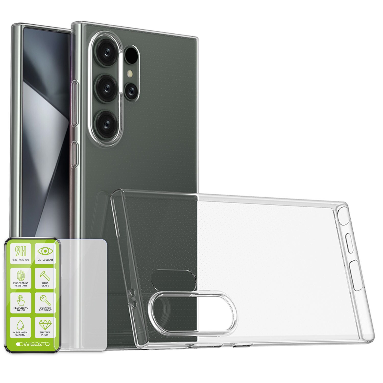 F&uuml;r Samsung Galaxy S25 Ultra Silikon TPU H&uuml;lle Transparent + Hart Glas 