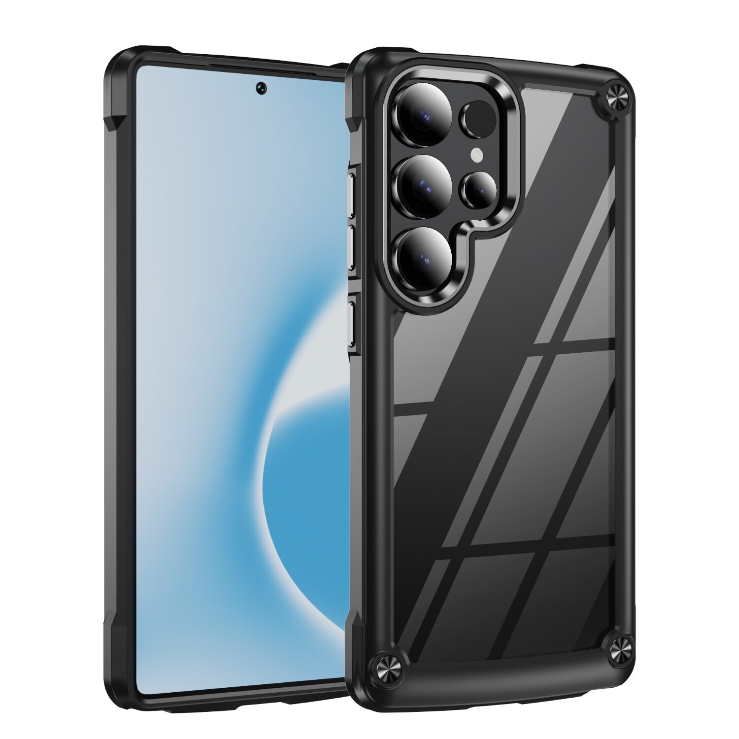 F&uuml;r Samsung Galaxy S25 Ultra TPU + PC H&uuml;lle mit Linsenschutz Schwarz 