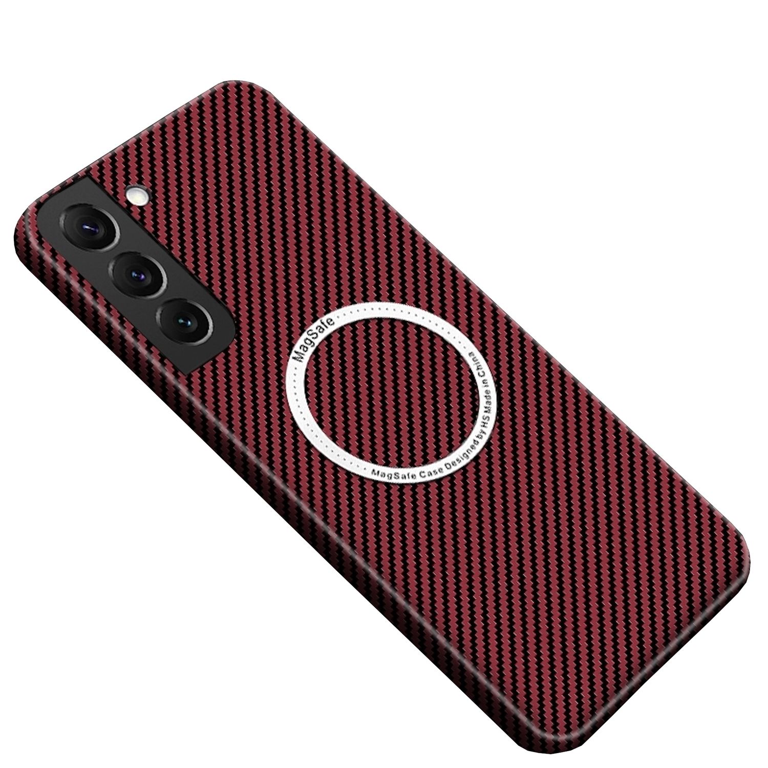 F&uuml;r Samsung Galaxy S25 5G MagSafe Design Carbon Textur H&uuml;lle Case Rot 