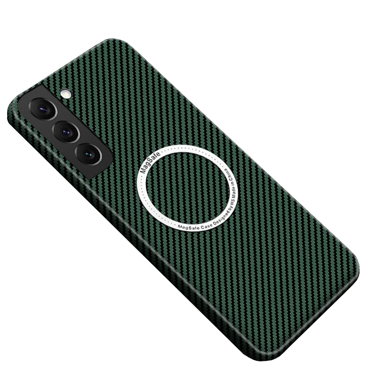 F&uuml;r Samsung Galaxy S25 Plus MagSafe Design Carbon Textur H&uuml;lle Gr&uuml;n 