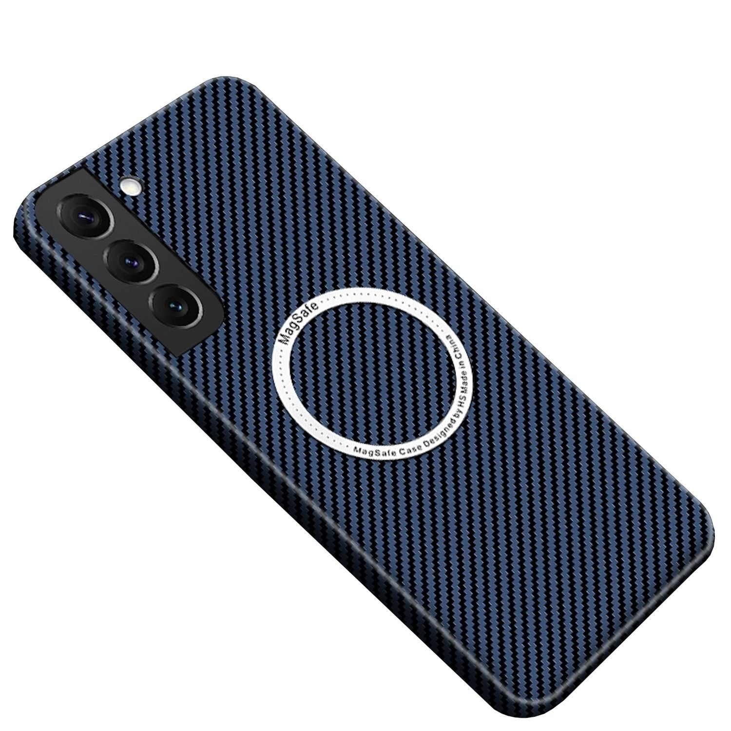 F&uuml;r Samsung Galaxy S25 Plus MagSafe Design Carbon Textur H&uuml;lle Blau 