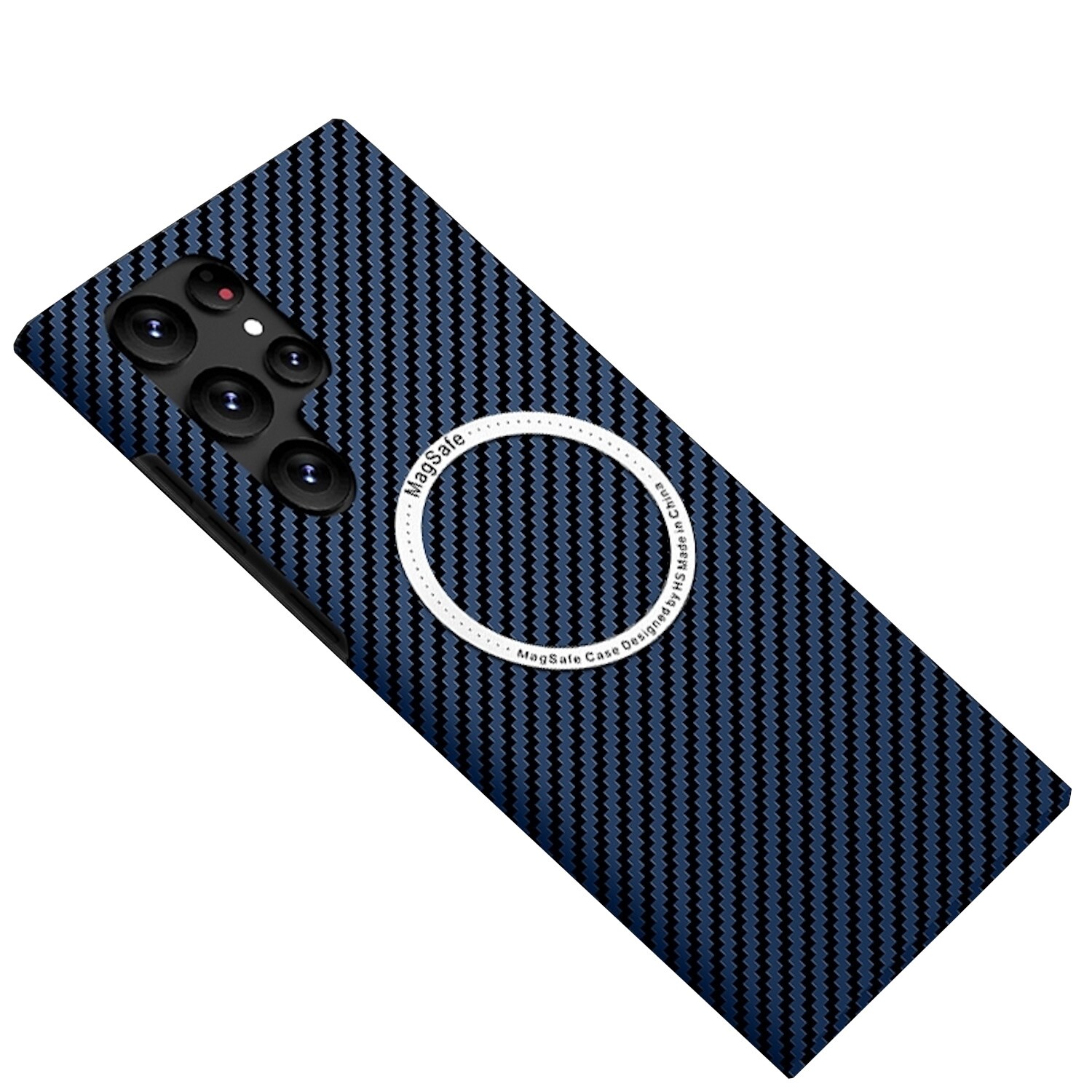 F&uuml;r Samsung Galaxy S25 Ultra MagSafe Design Carbon Textur H&uuml;lle Blau 