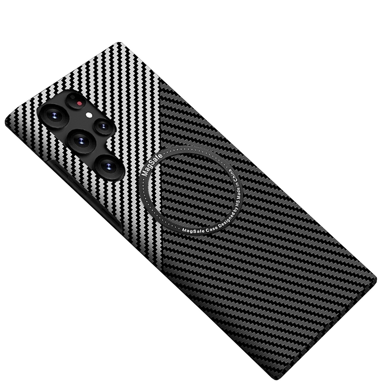 F&uuml;r Samsung Galaxy S25 Ultra MagSafe Carbon H&uuml;lle Silber / Schwarz 