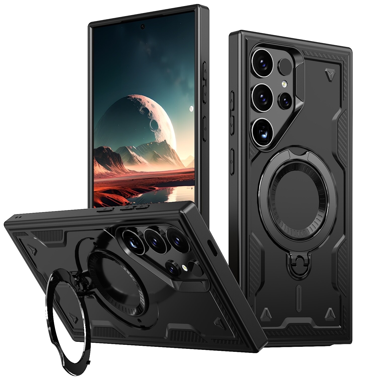 F&uuml;r Samsung Galaxy S25 Ultra 5G MagSafe Ringhalter PC Hybrid TPU H&uuml;lle 