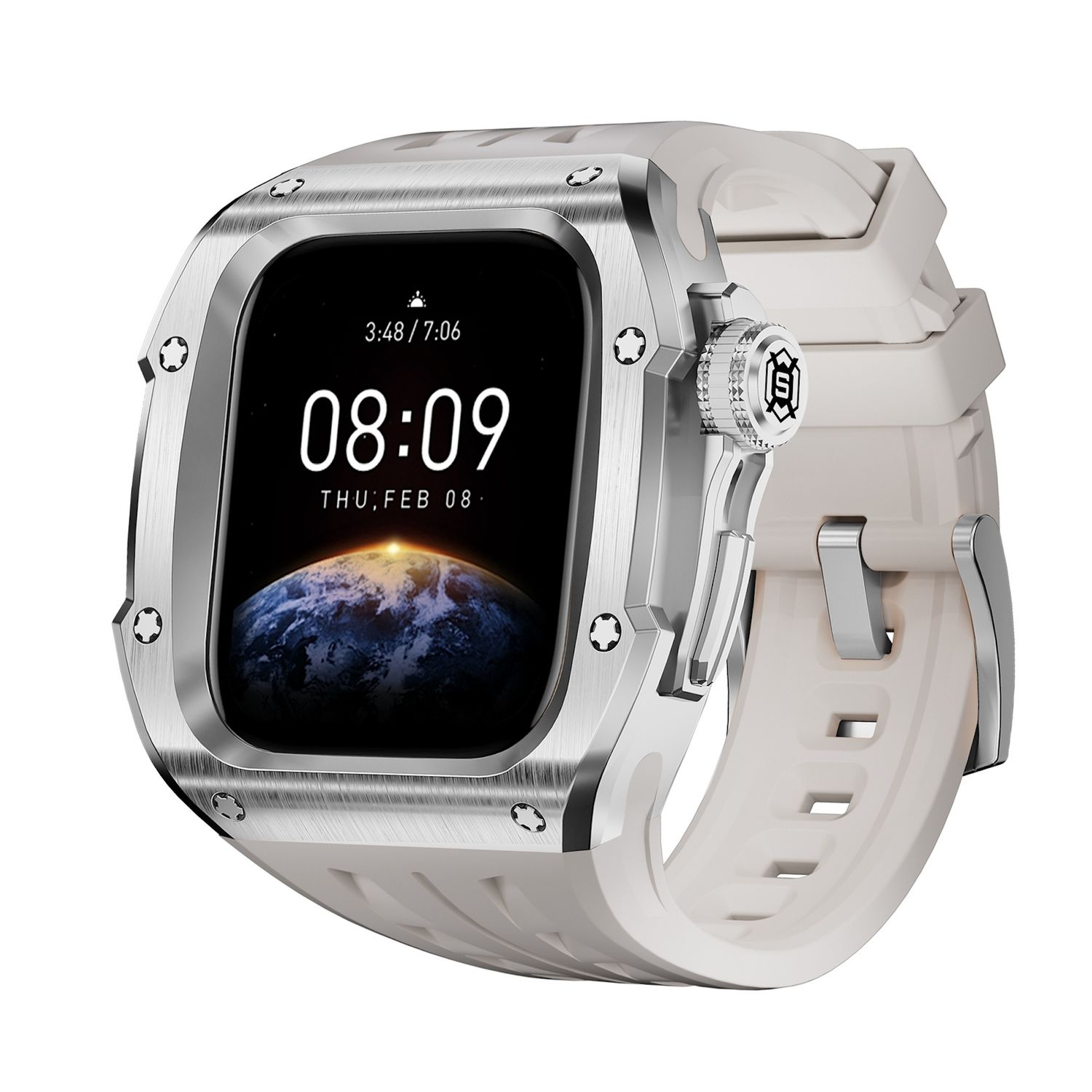 F&uuml;r Apple Watch Series 10 46mm Silikon Armband mit Metall Geh&auml;use Case 