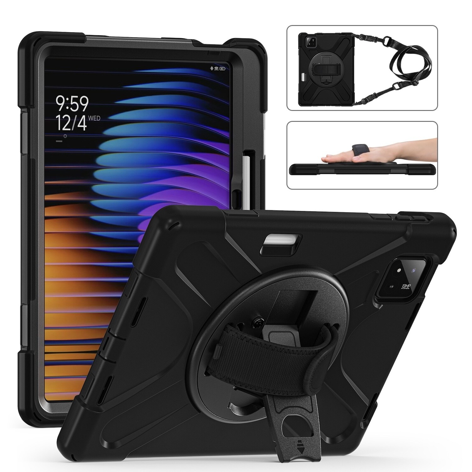 F&uuml;r Xiaomi Pad 7 / 7 Pro Silikon Hybrid Tasche Schultergurt Halterung 