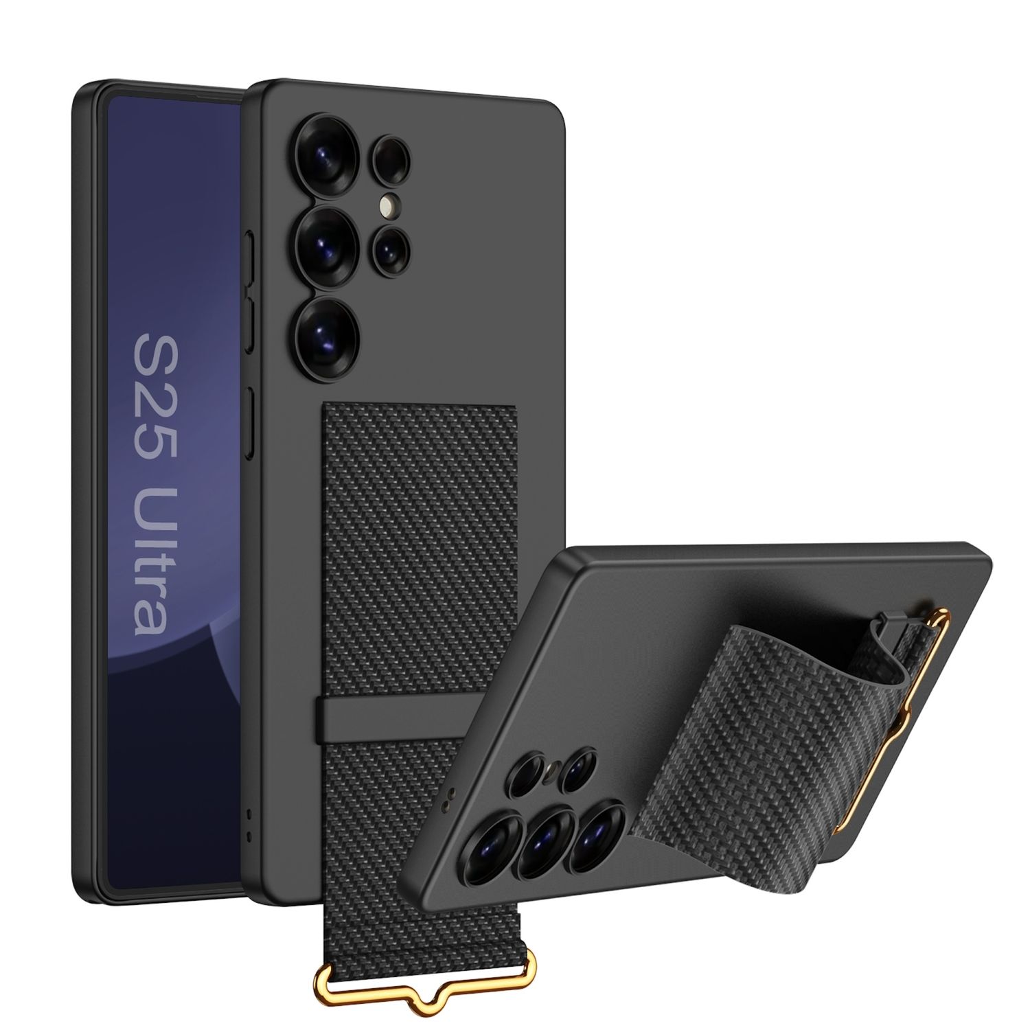 F&uuml;r Samsung Galaxy S25 Ultra GKK d&uuml;nne H&uuml;lle Armband Halter Carbon 