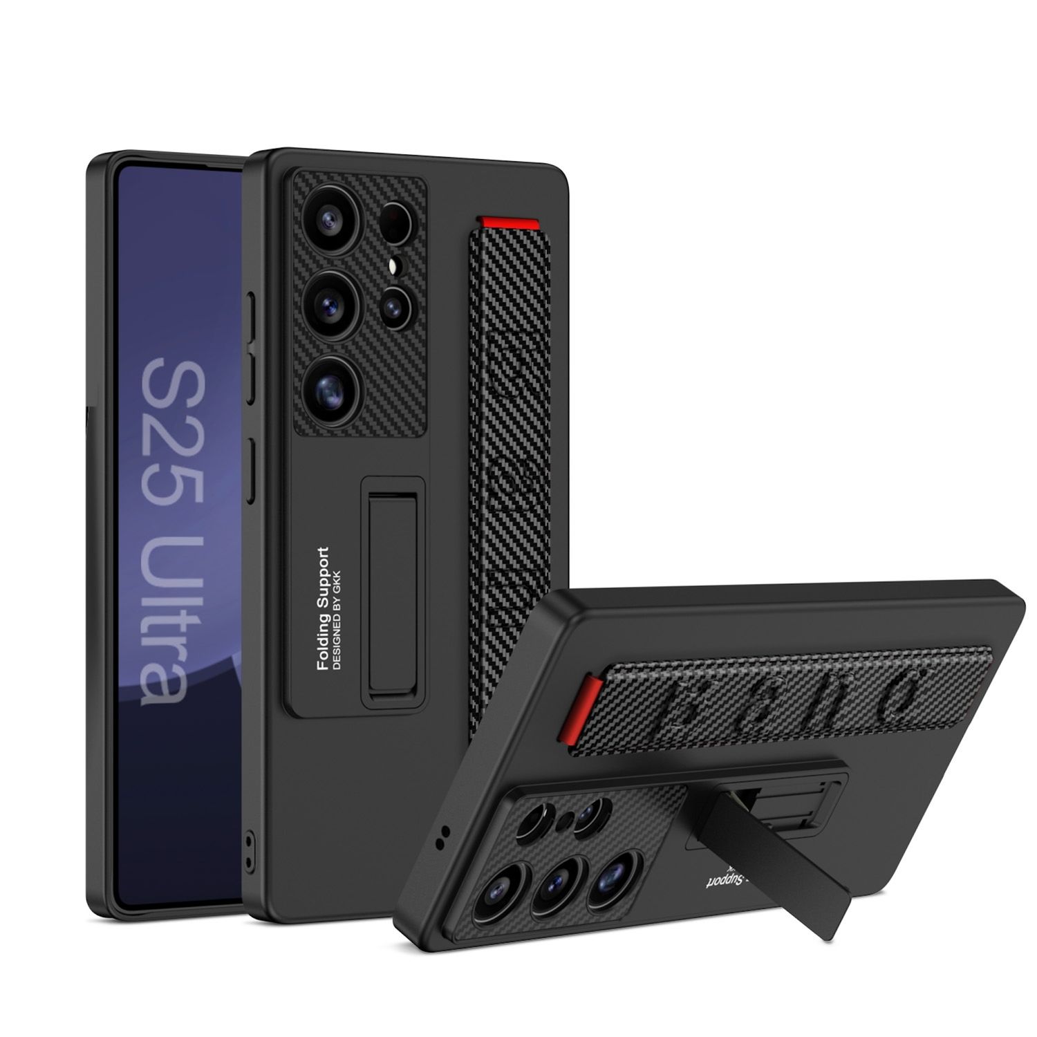 F&uuml;r Samsung Galaxy S25 Ultra GKK d&uuml;nne Armband Halterung H&uuml;lle Carbon 