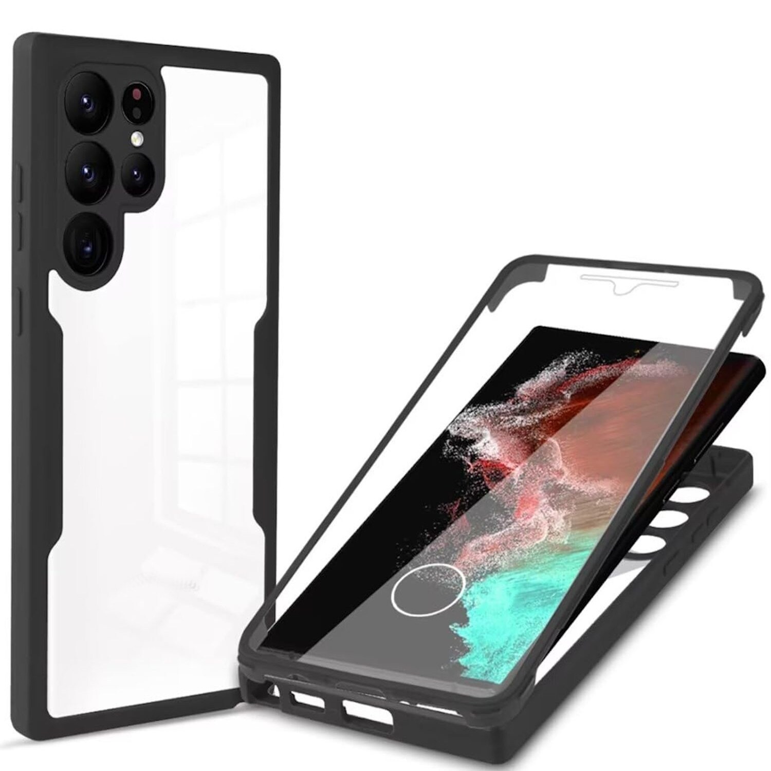 F&uuml;r Samsung Galaxy S25 Ultra Full Cover 360 Acrylic TPU H&uuml;lle Schwarz 
