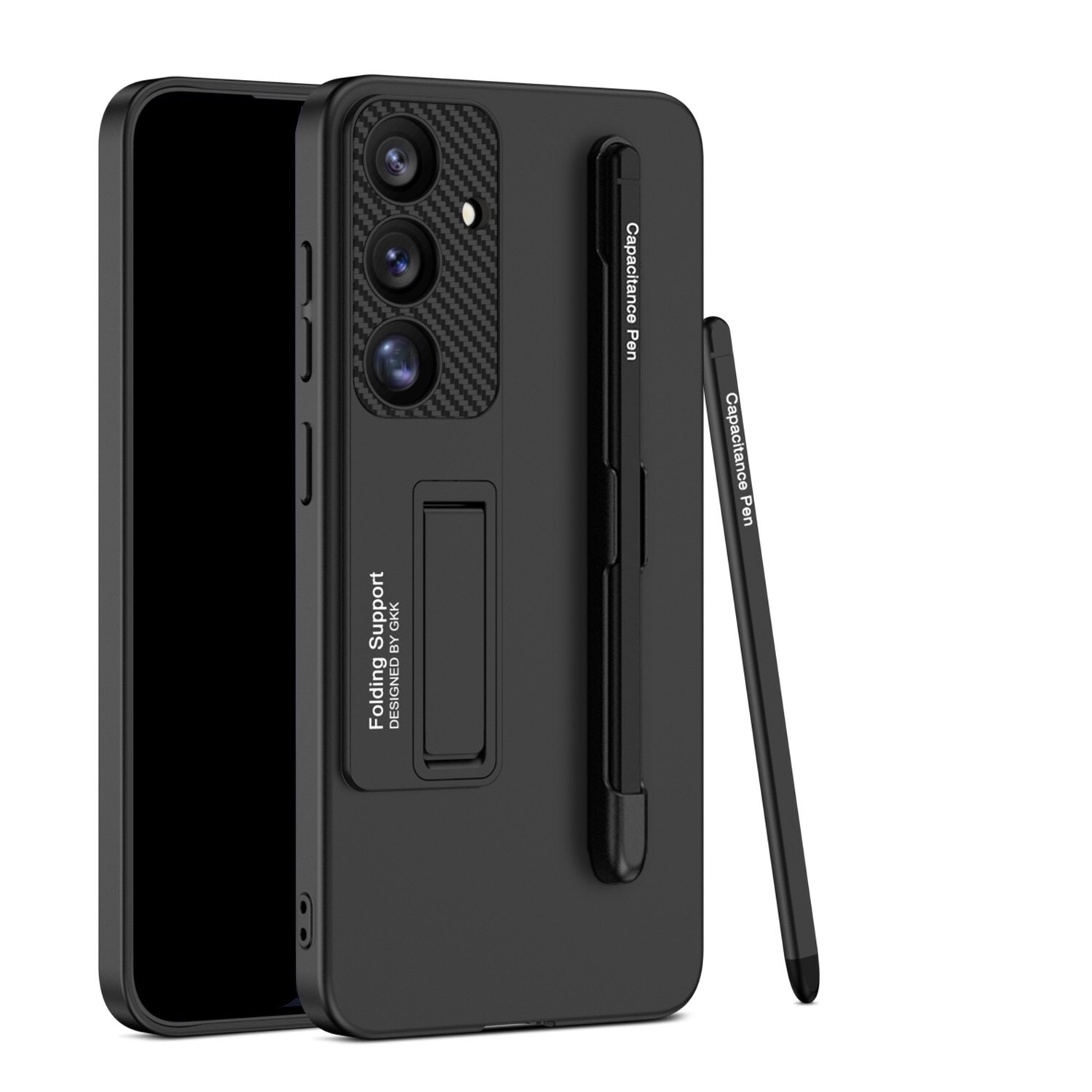 F&uuml;r Samsung Galaxy S25 GKK D&uuml;nne H&uuml;lle Stifthalterung + Stift Schwarz 