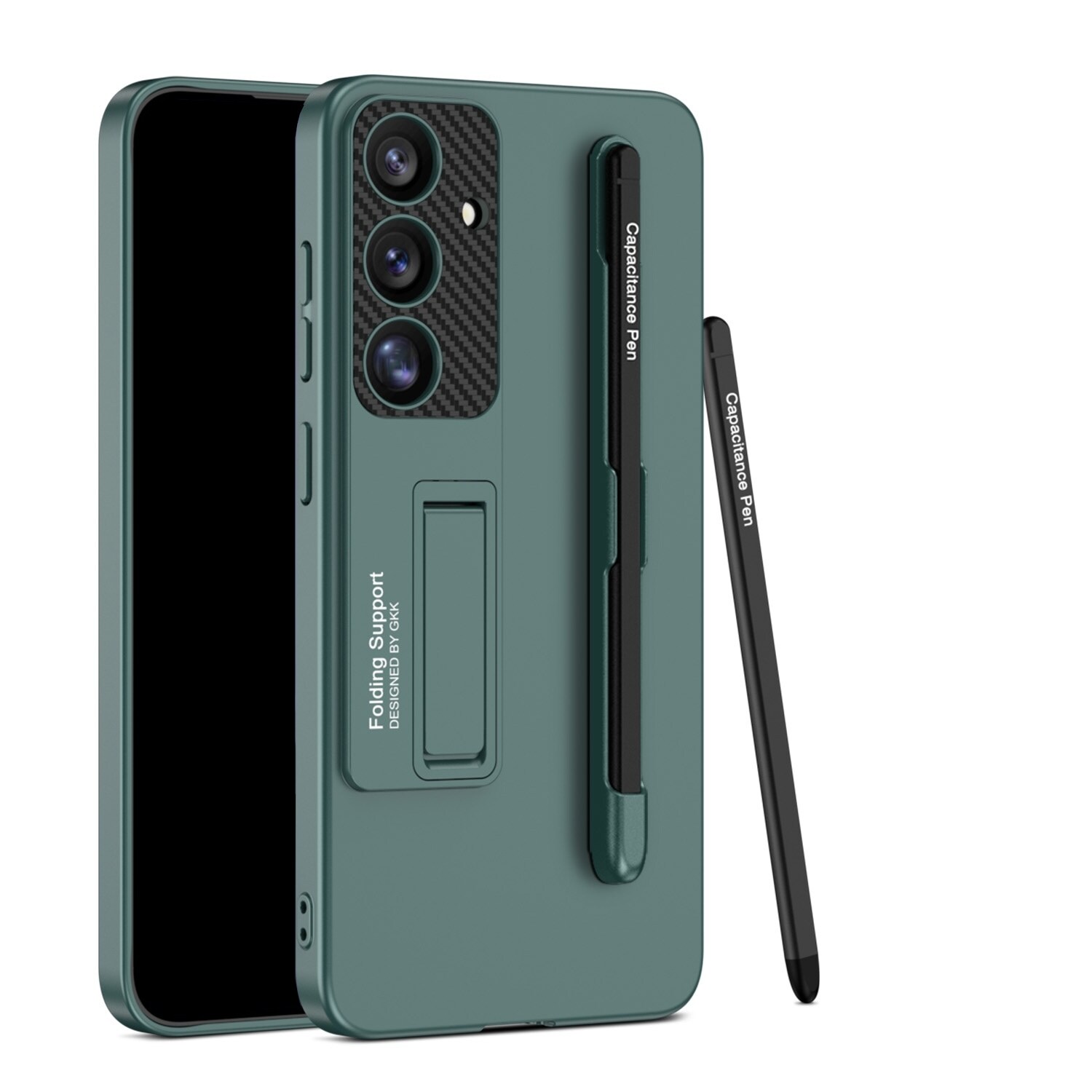 F&uuml;r Samsung Galaxy S25 GKK D&uuml;nne H&uuml;lle Stifthalterung + Stift Gr&uuml;n 