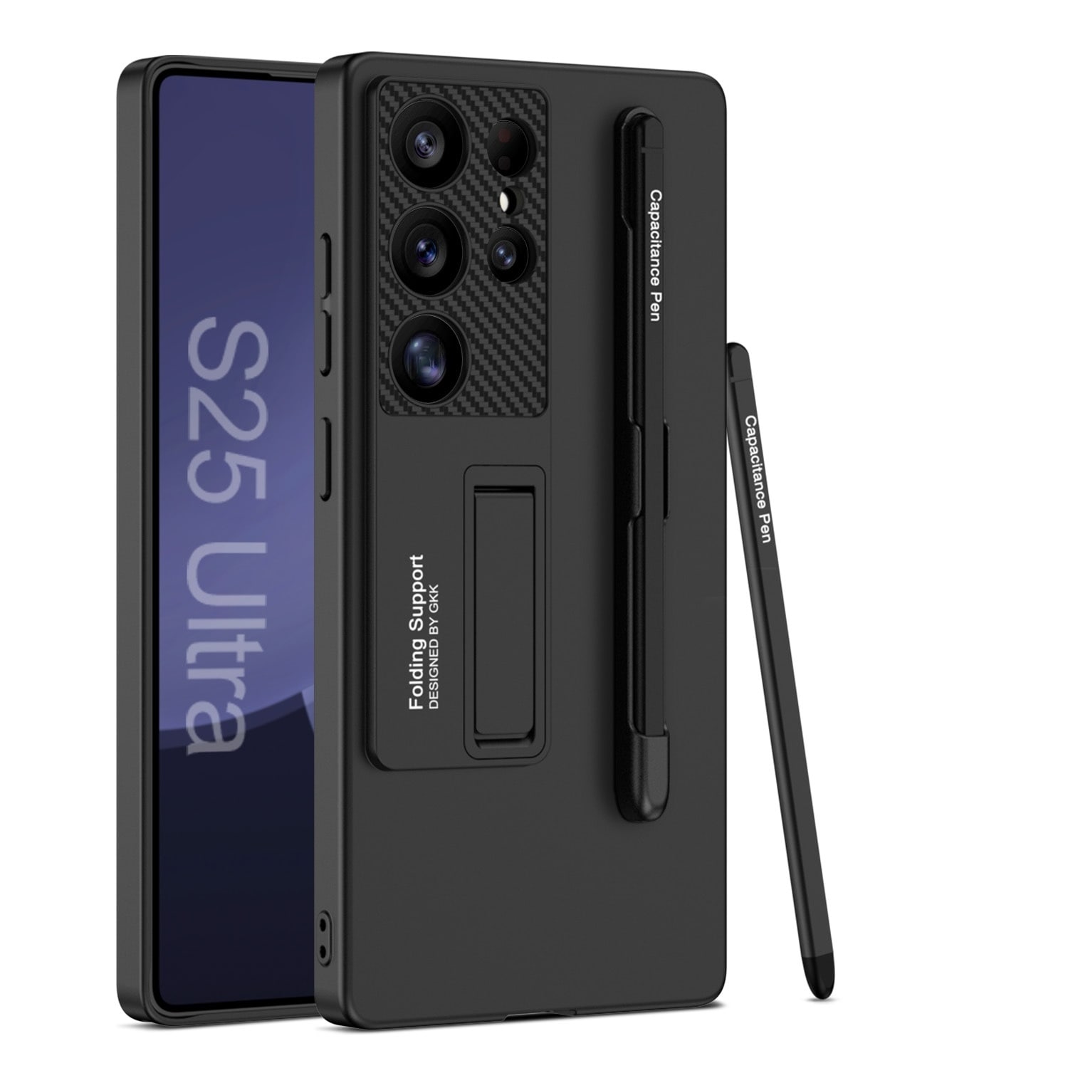F&uuml;r Samsung Galaxy S25 Ultra GKK H&uuml;lle Stifthalterung + Stift Schwarz 
