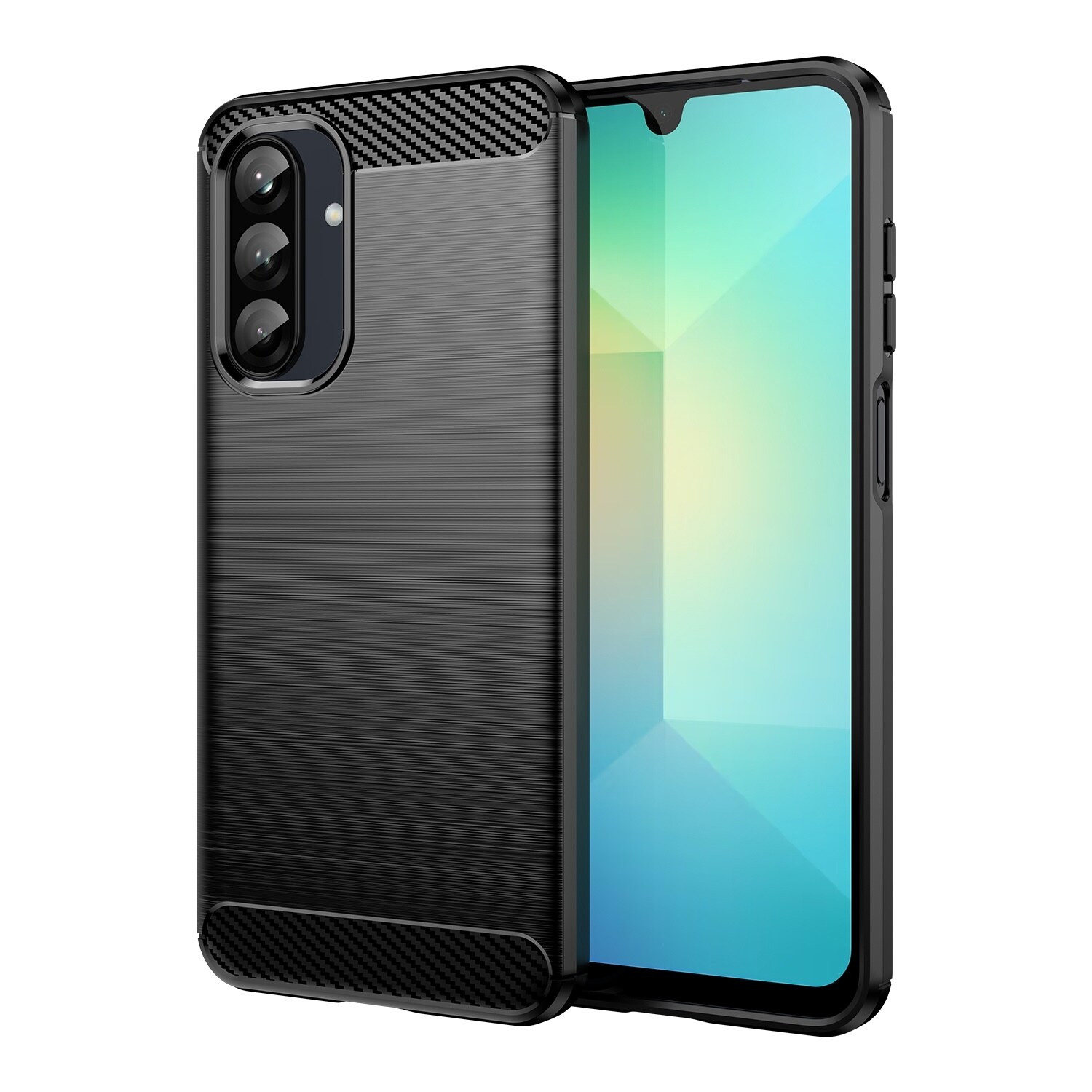 F&uuml;r Samsung Galaxy A26 5G Carbon Design Textur TPU Handy H&uuml;lle Schwarz 