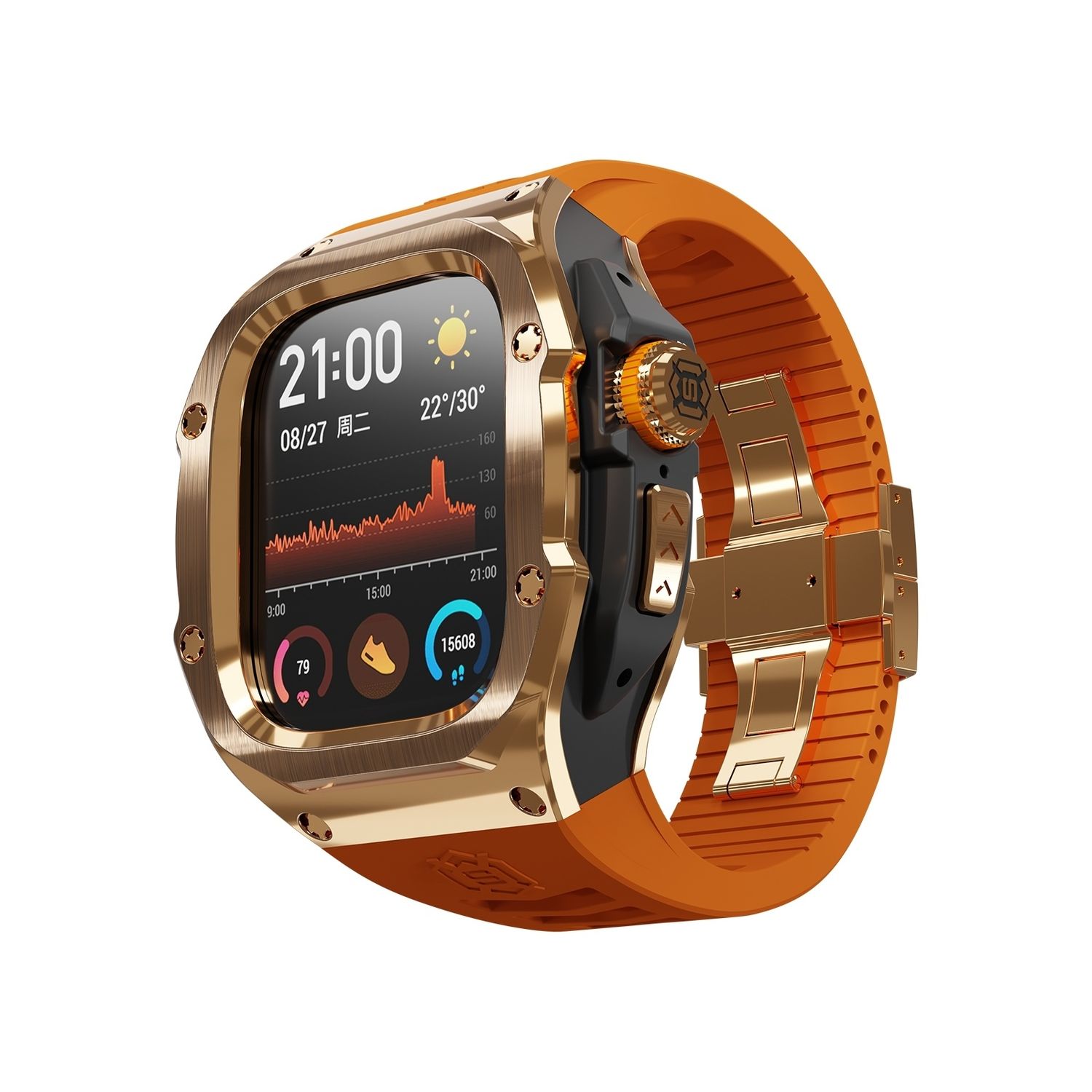 F&uuml;r Apple Watch Ultra 2 / 1 49mm Silikon Armband Metall Geh&auml;use H&uuml;lle 